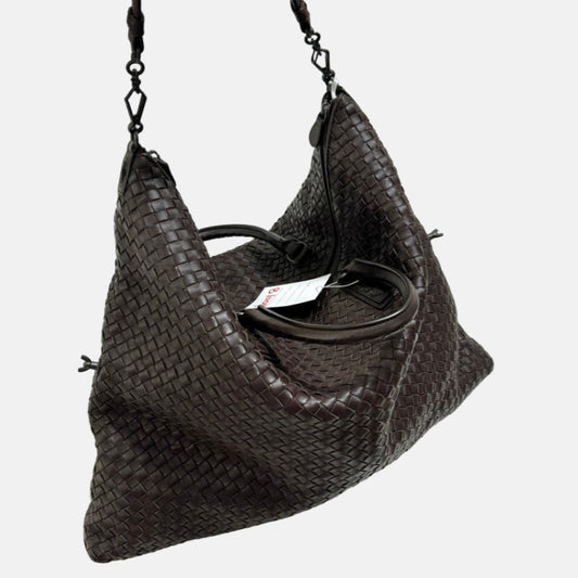 Bottega Veneta Maxi Convertible Tote Bag Hobo Brown Leather Two-way Carry 50cm