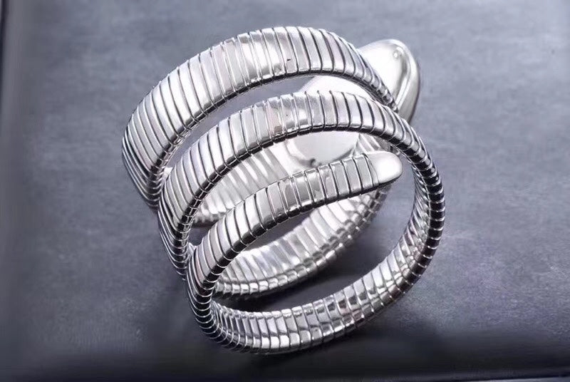 serpenti tubogas 35mm stainless steel diamond bezel double spiral