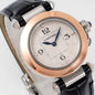 pasha 30mm quartz pink gold white dial black leather