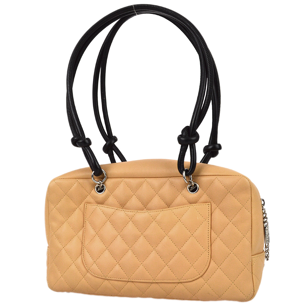 Chanel Beige Black Calfskin Cambon Ligne Bowling Handbag Rovelle Bags