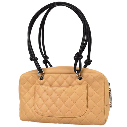 Chanel Beige Black Calfskin Cambon Ligne Bowling Handbag Rovelle Bags