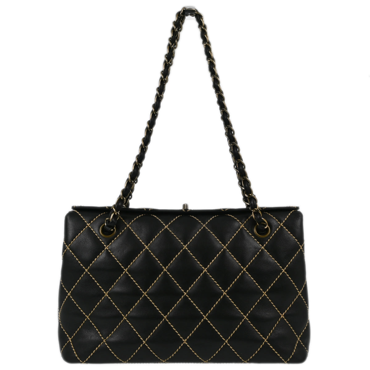 Chanel Black Calfskin Wild Stitch Shoulder Bag Rovelle Bags