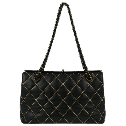 Chanel Black Calfskin Wild Stitch Shoulder Bag Rovelle Bags