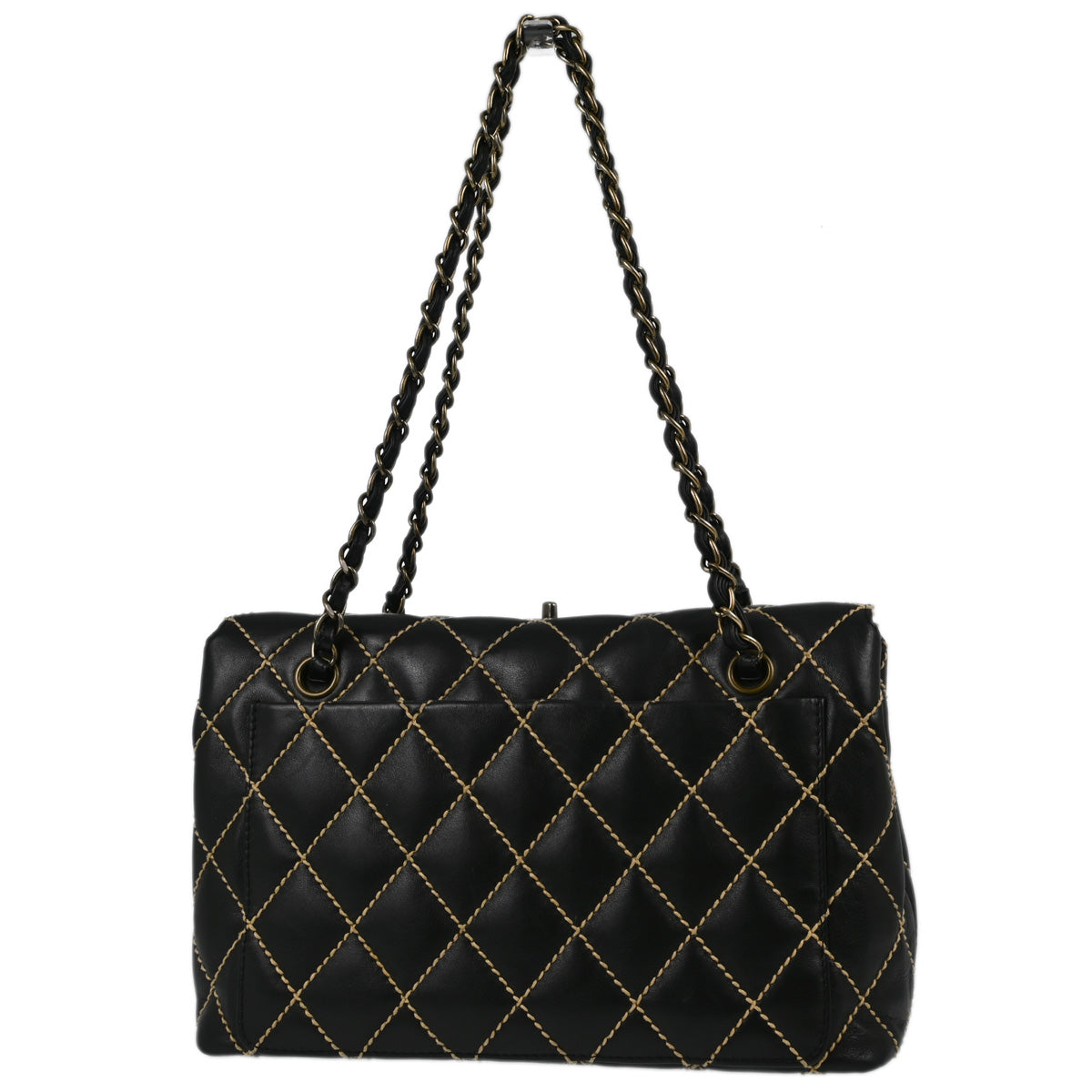Chanel Black Calfskin Wild Stitch Shoulder Bag Rovelle Bags