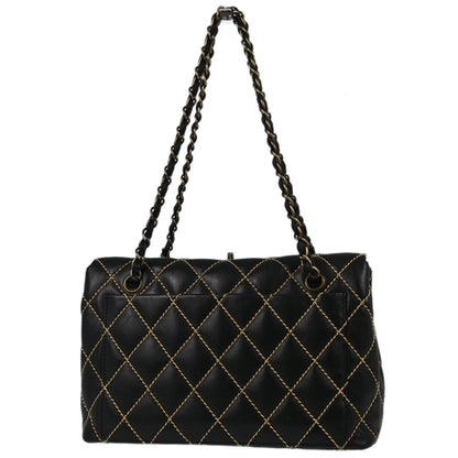Chanel Black Calfskin Wild Stitch Shoulder Bag Rovelle Bags