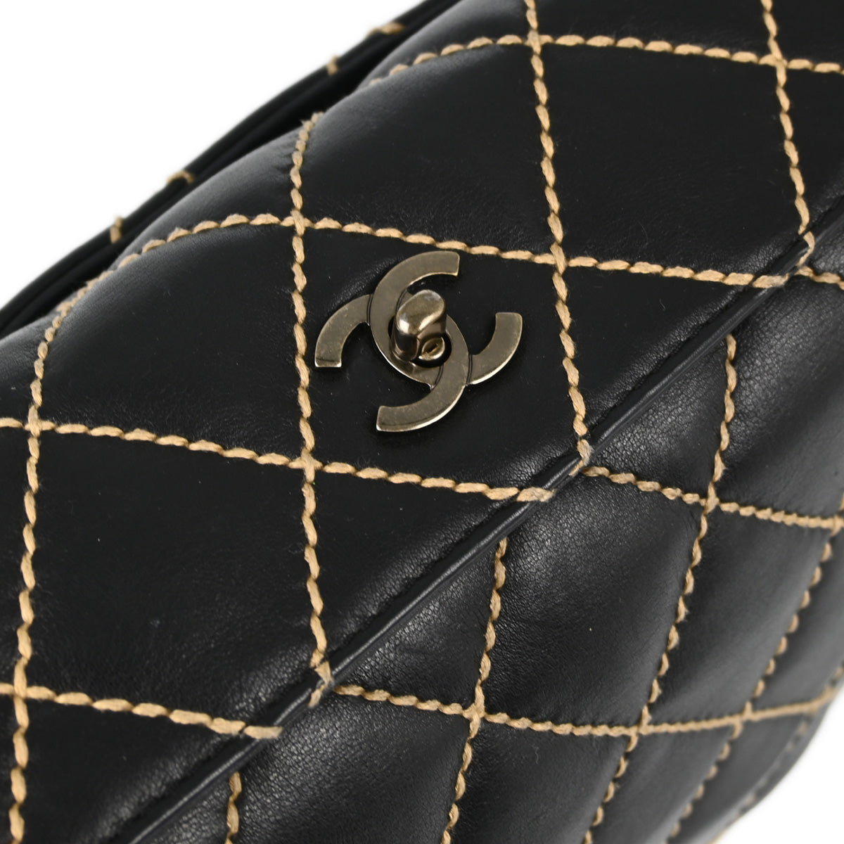 Chanel Black Calfskin Wild Stitch Shoulder Bag Rovelle Bags