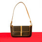 CELINE Shoulder Bag Leather, PVC Brown Macadam Blason Triomphe Pattern Women