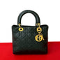Dior Handbag leather black Cannage stitch Lady Dior Women Rovelle Bags