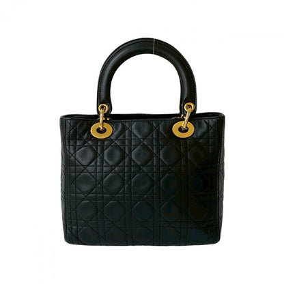 Dior Handbag leather black Cannage stitch Lady Dior Women Rovelle Bags