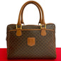 CELINE Handbag Leather, PVC Brown Macadam Blason Triomphe Pattern Women