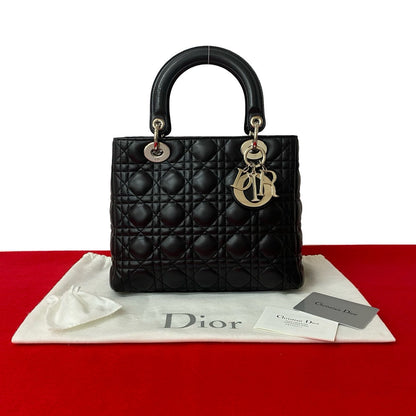 Dior Handbag lambskin black Lady Dior Rovelle Bags