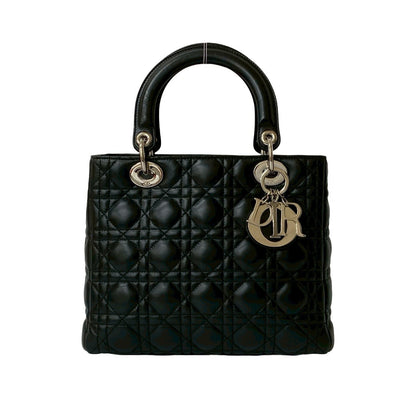 Dior Handbag lambskin black Lady Dior Rovelle Bags