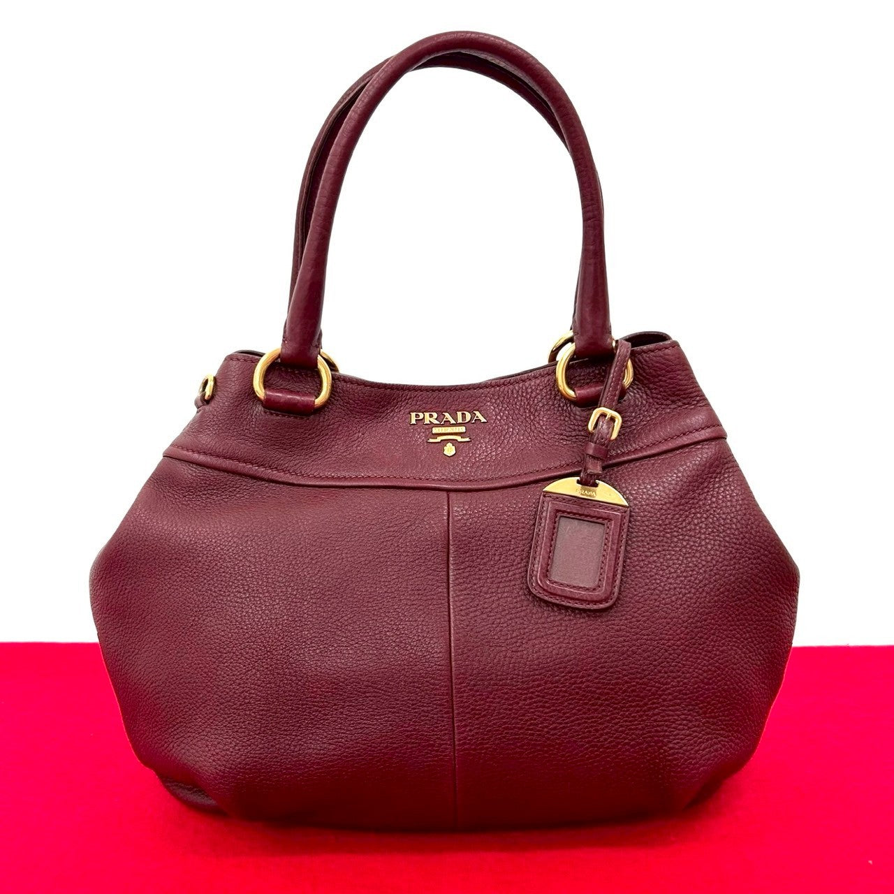 Prada Handbag Leather Wine-Red Rovelle Bags