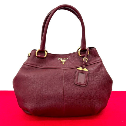 Prada Handbag Leather Wine-Red Rovelle Bags