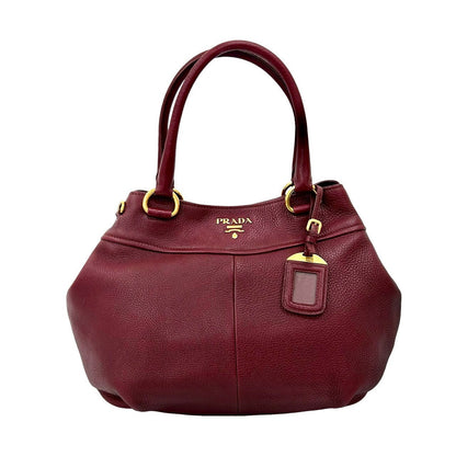 Prada Handbag Leather Wine-Red Rovelle Bags