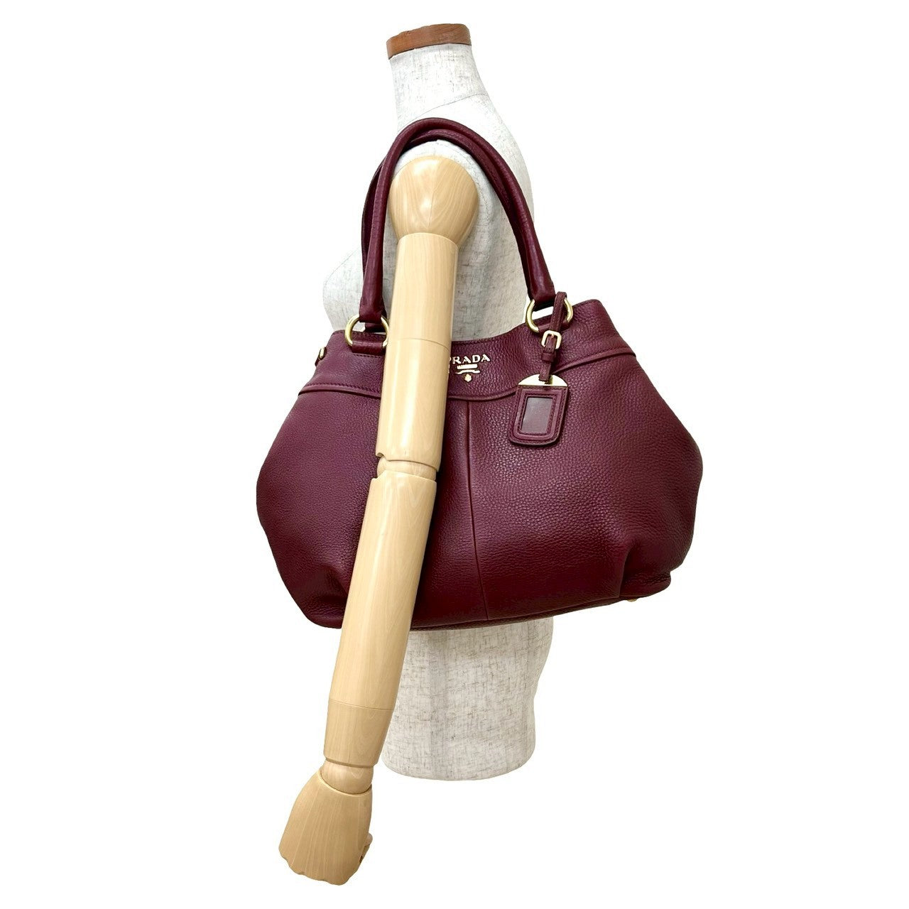 Prada Handbag Leather Wine-Red Rovelle Bags