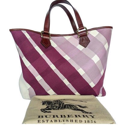 Burberry Print Handbags Canvas Purple Shoulder Bag