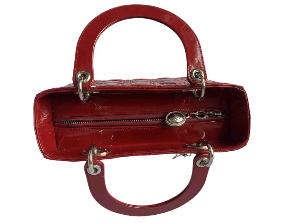 Lady Dior Medium Bag Red Patent Leather Rovelle Bags