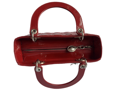 Lady Dior Medium Bag Red Patent Leather Rovelle Bags