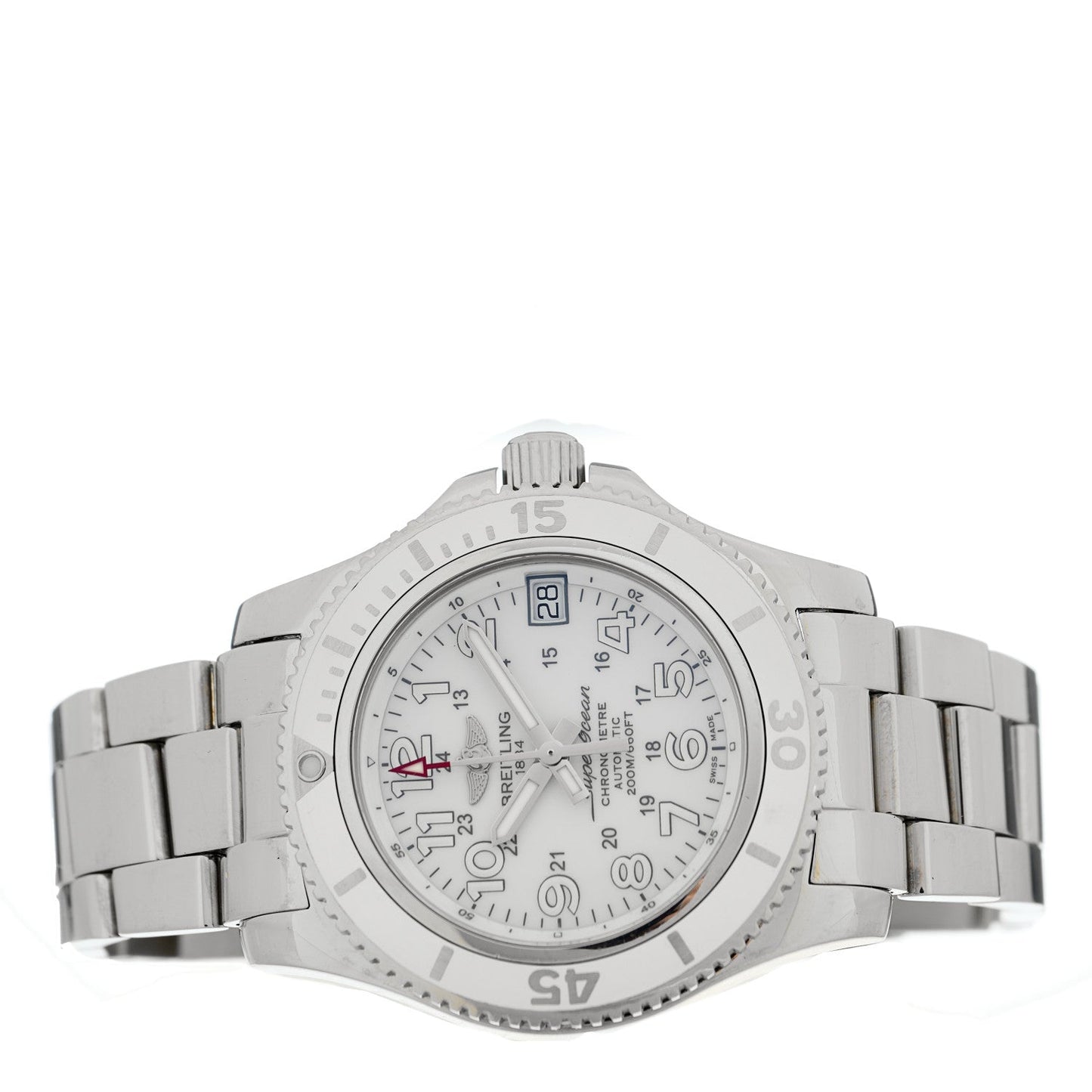 Stainless Steel 36mm Superocean II Automatic Watch White A17312