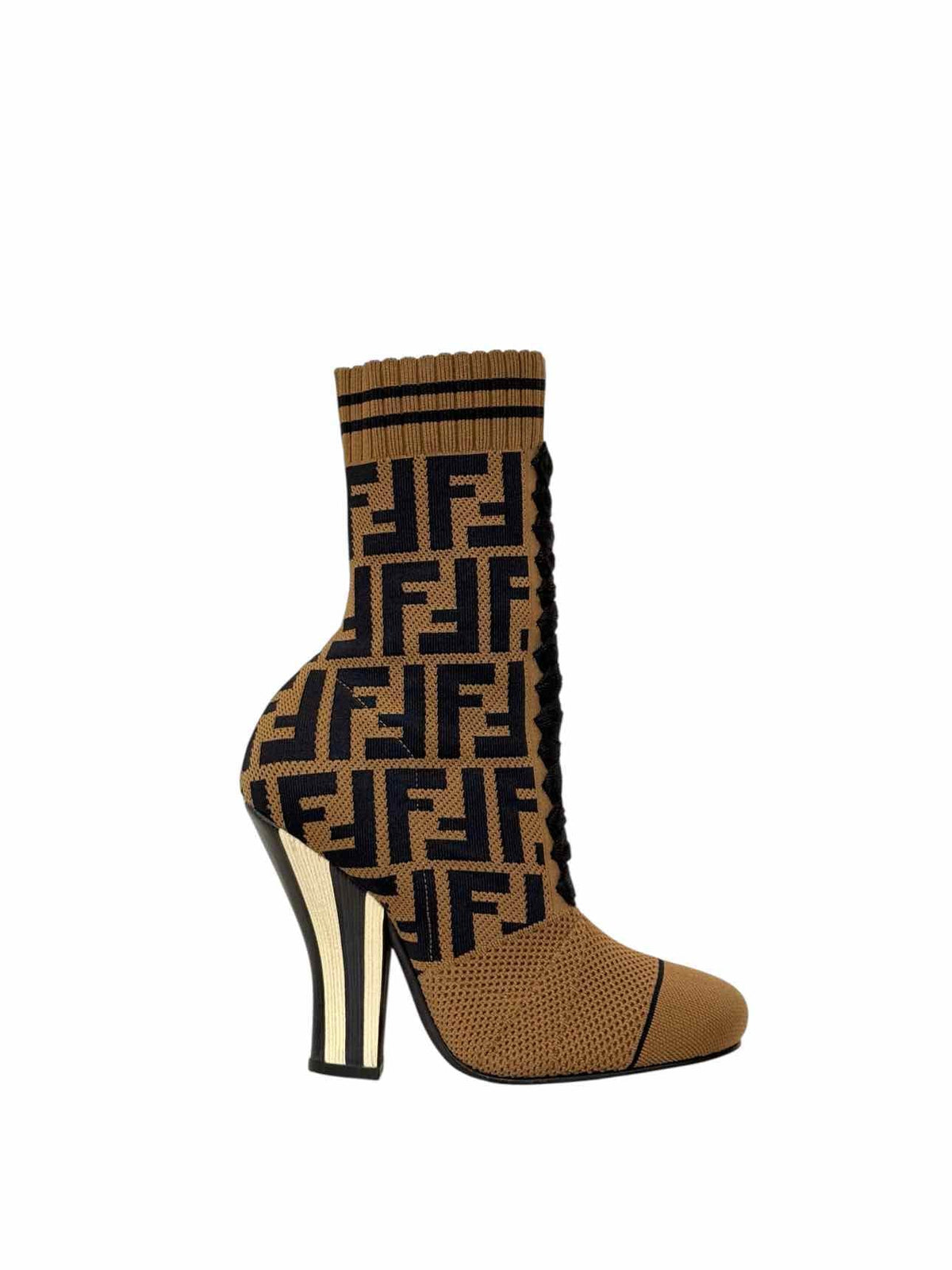 FENDI Brown & Black FF Motif Size EU 35 Ankle Boots Rovelle Bags