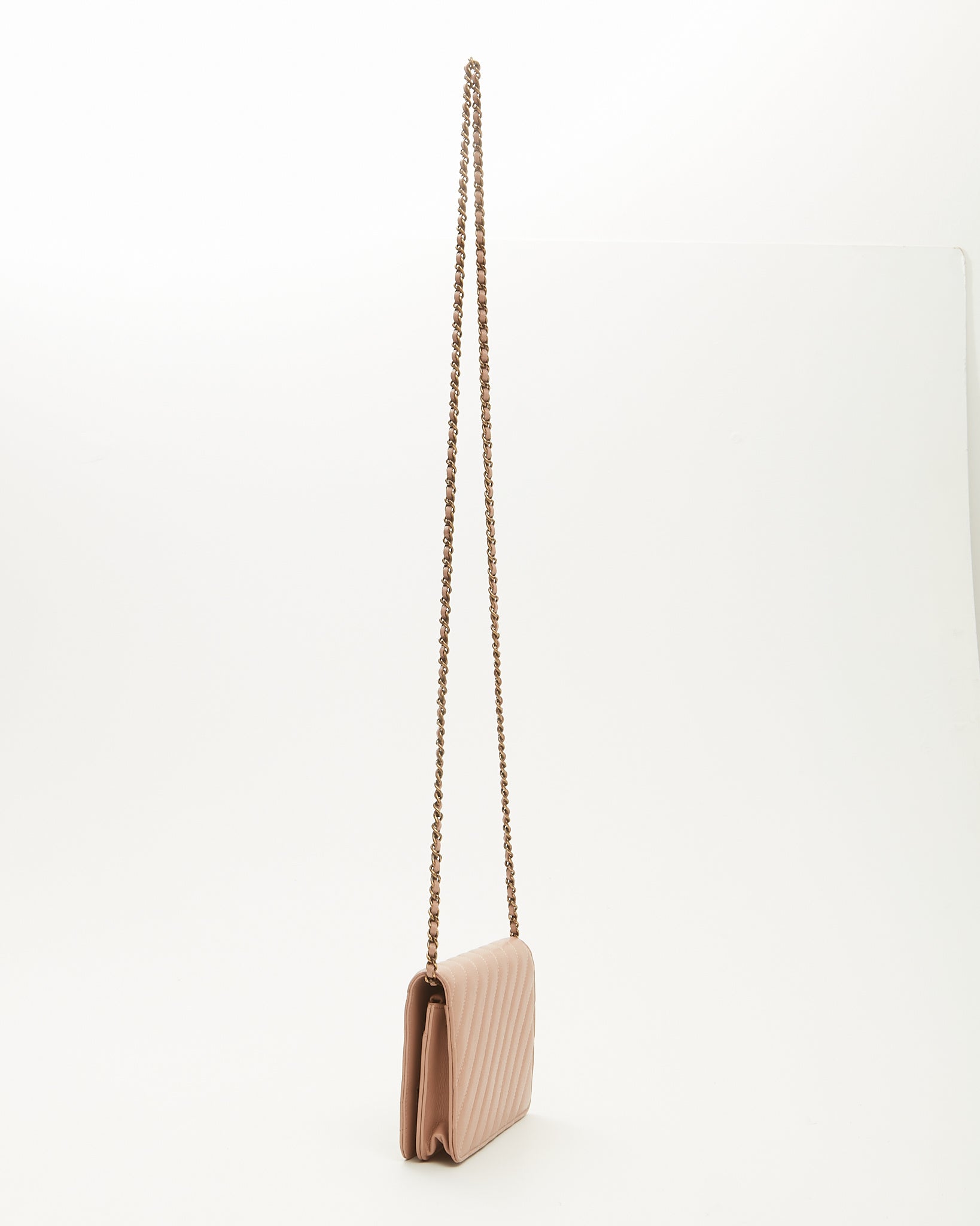 Chanel Blush Leather CC Wallet on Chain Rovelle Bags