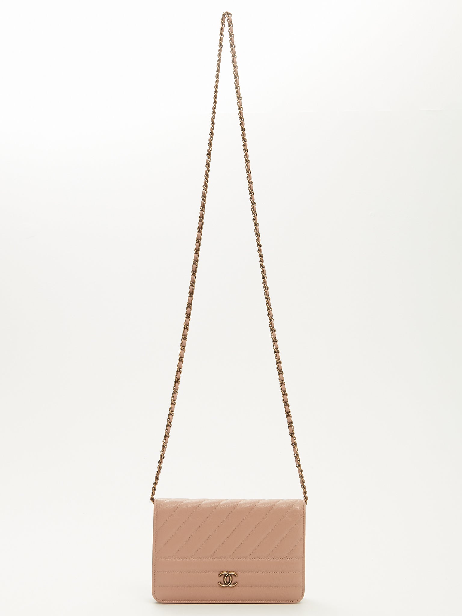 Chanel Blush Leather CC Wallet on Chain Rovelle Bags