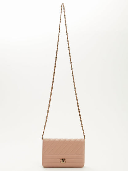 Chanel Blush Leather CC Wallet on Chain Rovelle Bags
