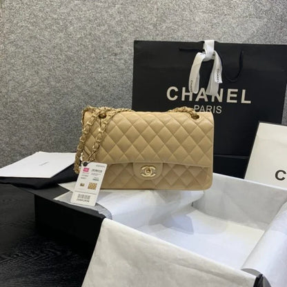 Chanel Classic Double Flap 25 Shoulder Bag Light Beige