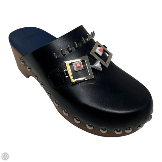 (Monster) Faces Spiked Leather Clogs Luxury Designer By Fendi In Black, Size: US 8 (IT 38) Rovelle Bags