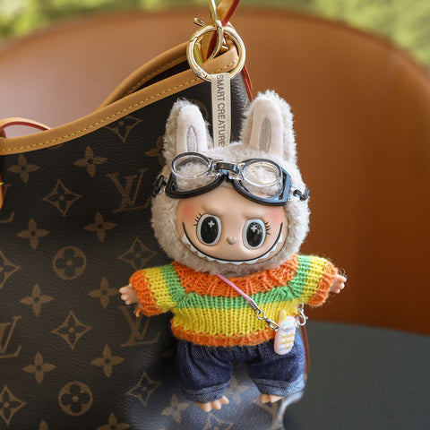 (Baby + clothes) Sitting party baby clothes plush vinyl face doll bag pendant girl gift