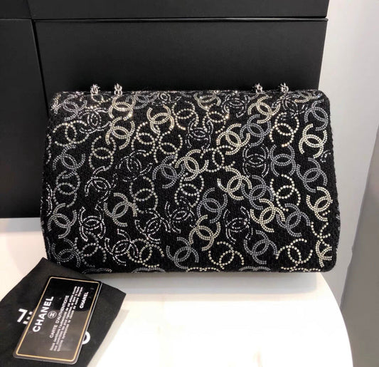 Chanel Tweed Jumbo Swarovski Crystal Flap Bag Rovelle Bags