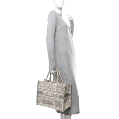Christian Dior Canvas Embroidered Medium Dioriviera Toile De Jouy Book Tote Gray Rovelle Bags