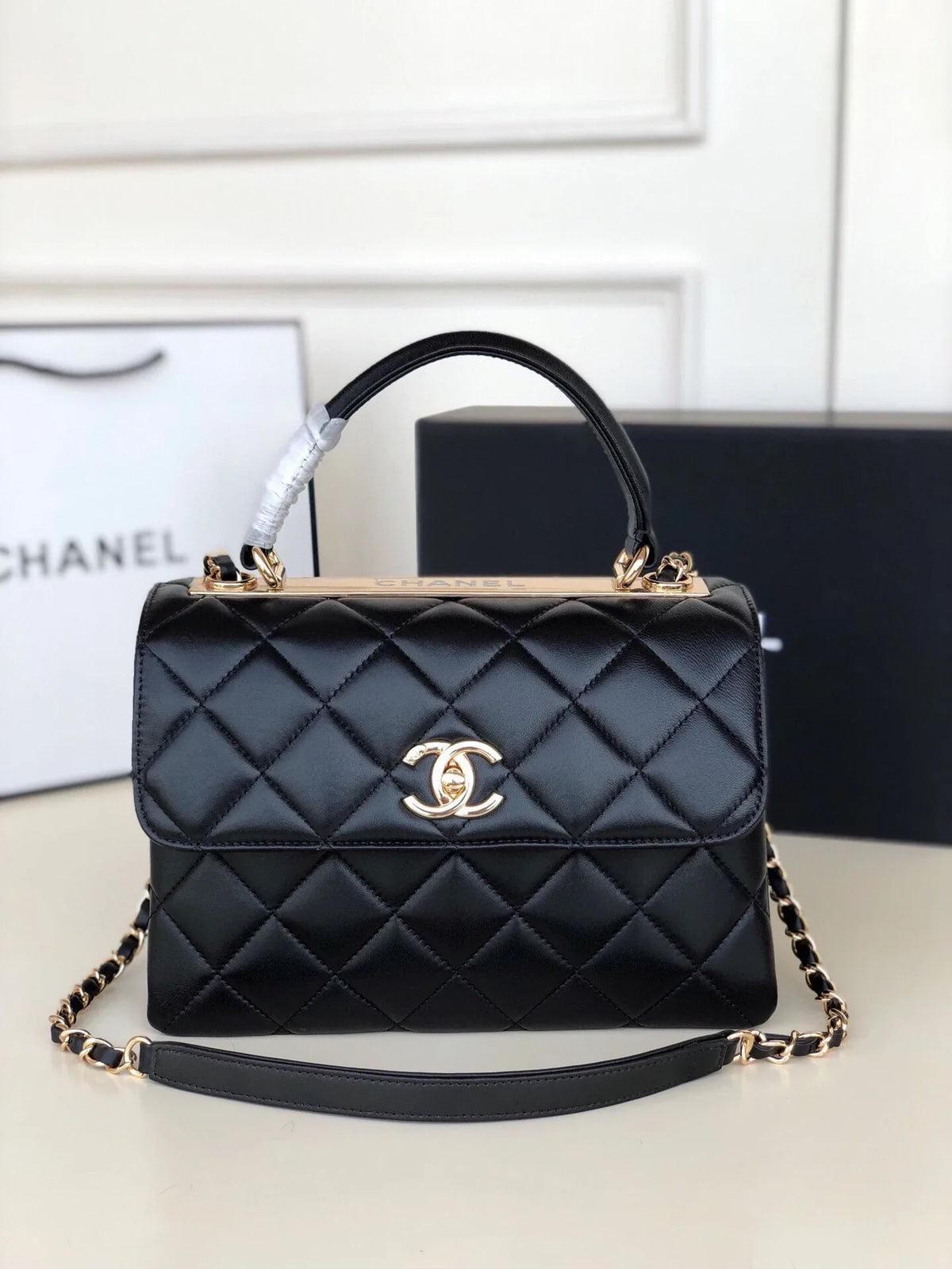 Chanel Flap Bag with Top Handle Black