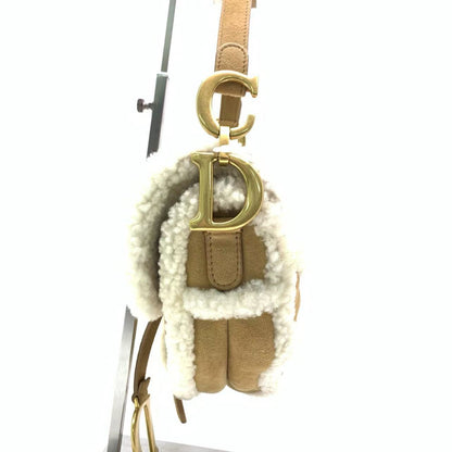 Dior Saddle 2020 Shoulder Bag Shearling Brown and While Rovelle Bags