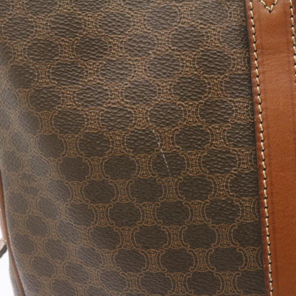 Luxury CELINE Macadam Canvas Hand Bag PVC Leather Brown 22577
