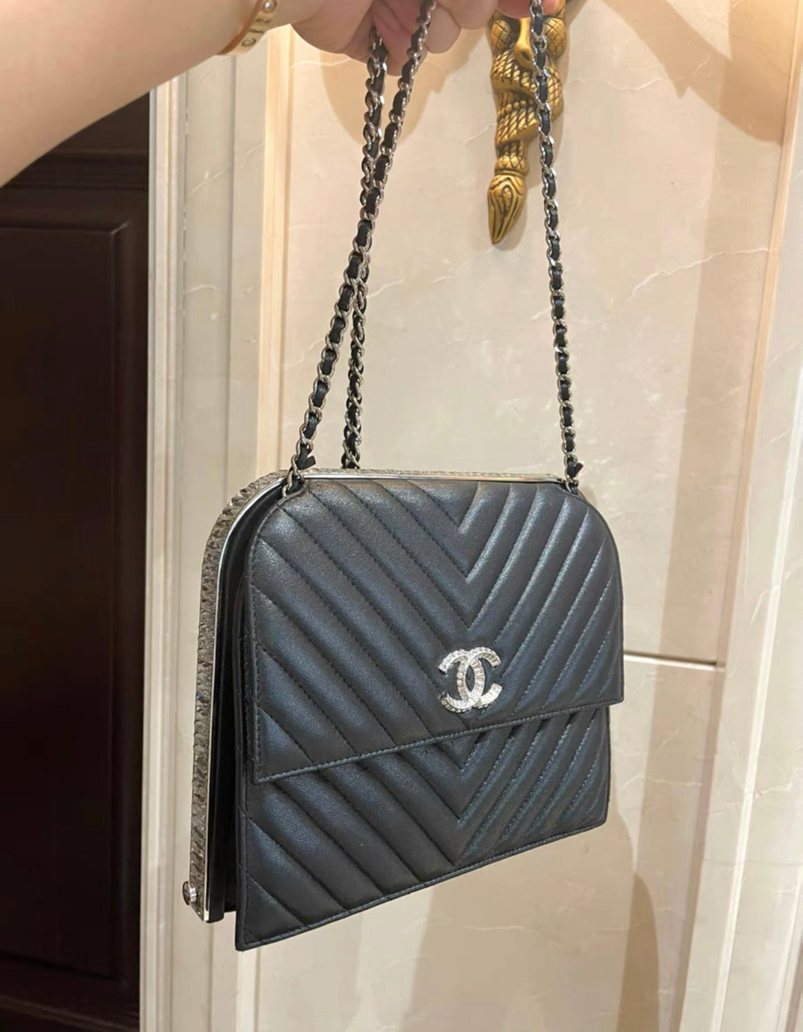 Chanel Luxury Leather Black Clutch Style 7 Rovelle Bags