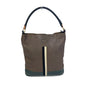 CELINE Shoulder Bag leather Brown bicolor stripes Tote Bag