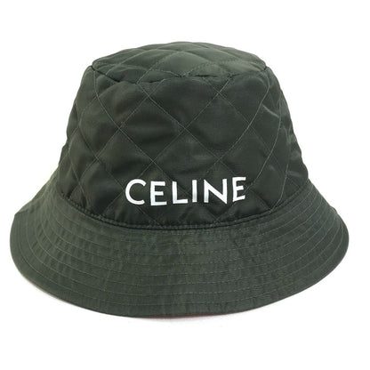 CELINE hat 2AUB8930C Nylon Khaki x Orange quilting logo Women S