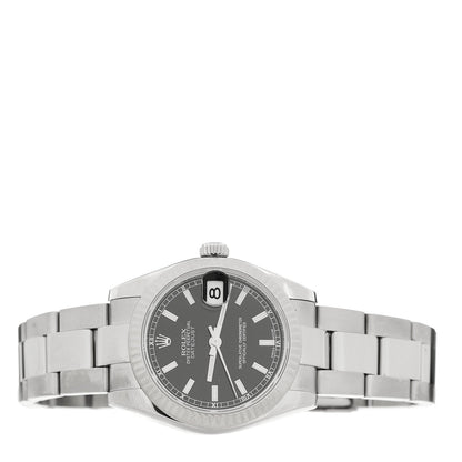 Stainless Steel 18K White Gold 31mm Oyster Perpetual Datejust Watch Black 178274