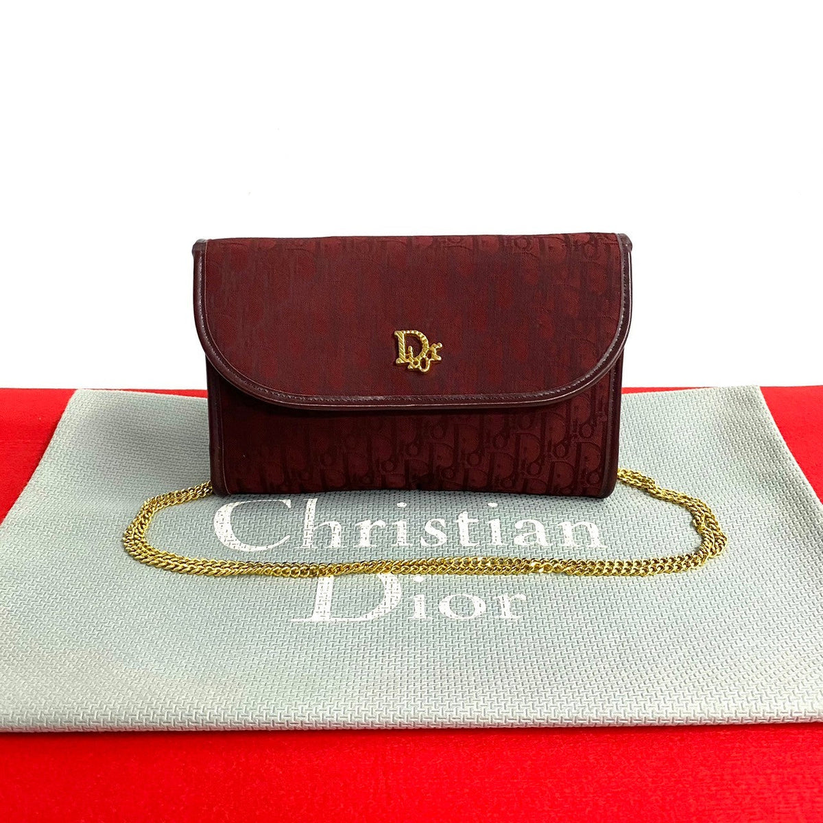 Christian Dior Shoulder Bag leather wine-red Rovelle Bags