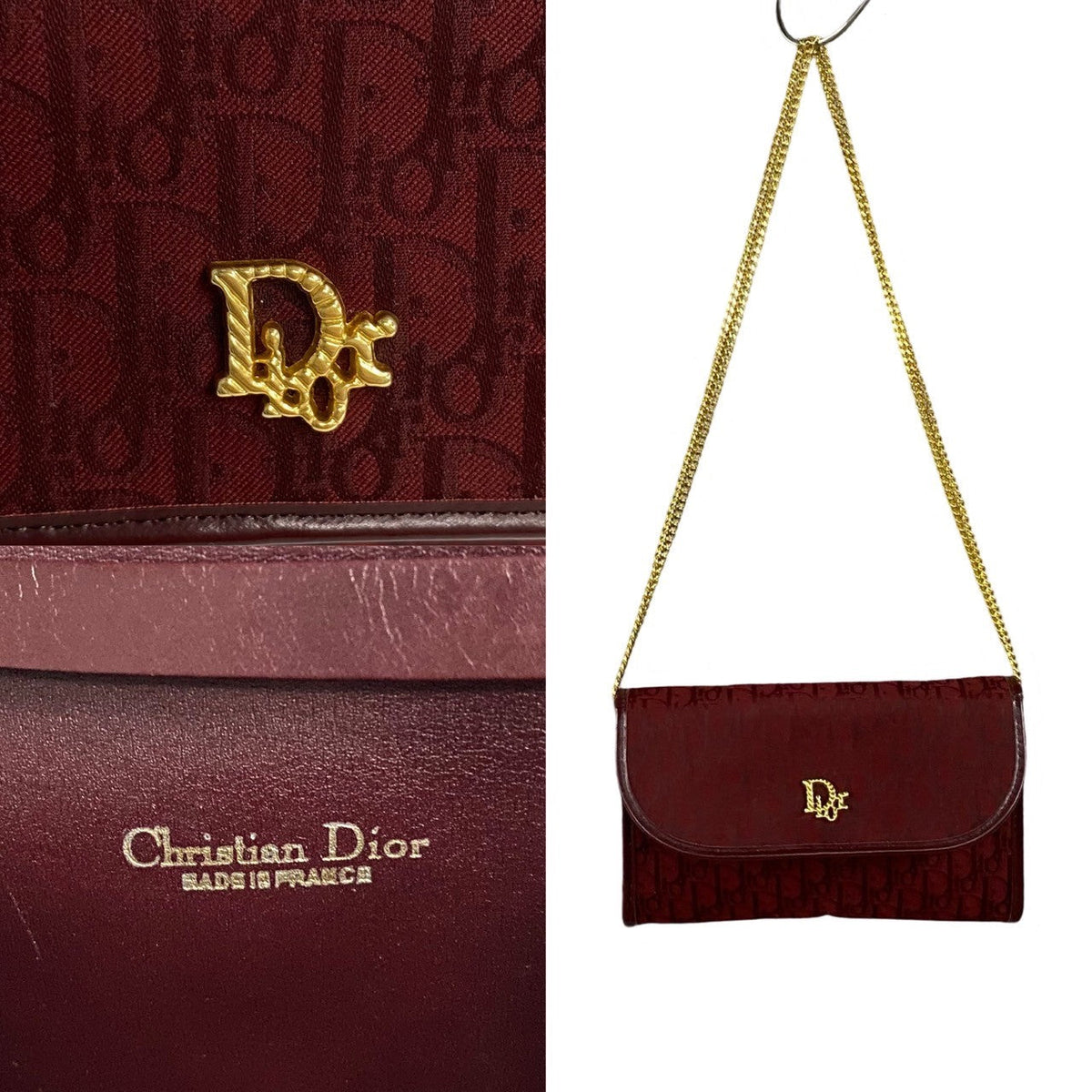 Christian Dior Shoulder Bag leather wine-red Rovelle Bags