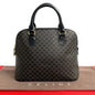 CELINE Handbag Leather, PVC black Macadam Blason Triomphe Pattern Women