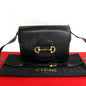 CELINE Shoulder Bag leather black Horsebit Metal Women
