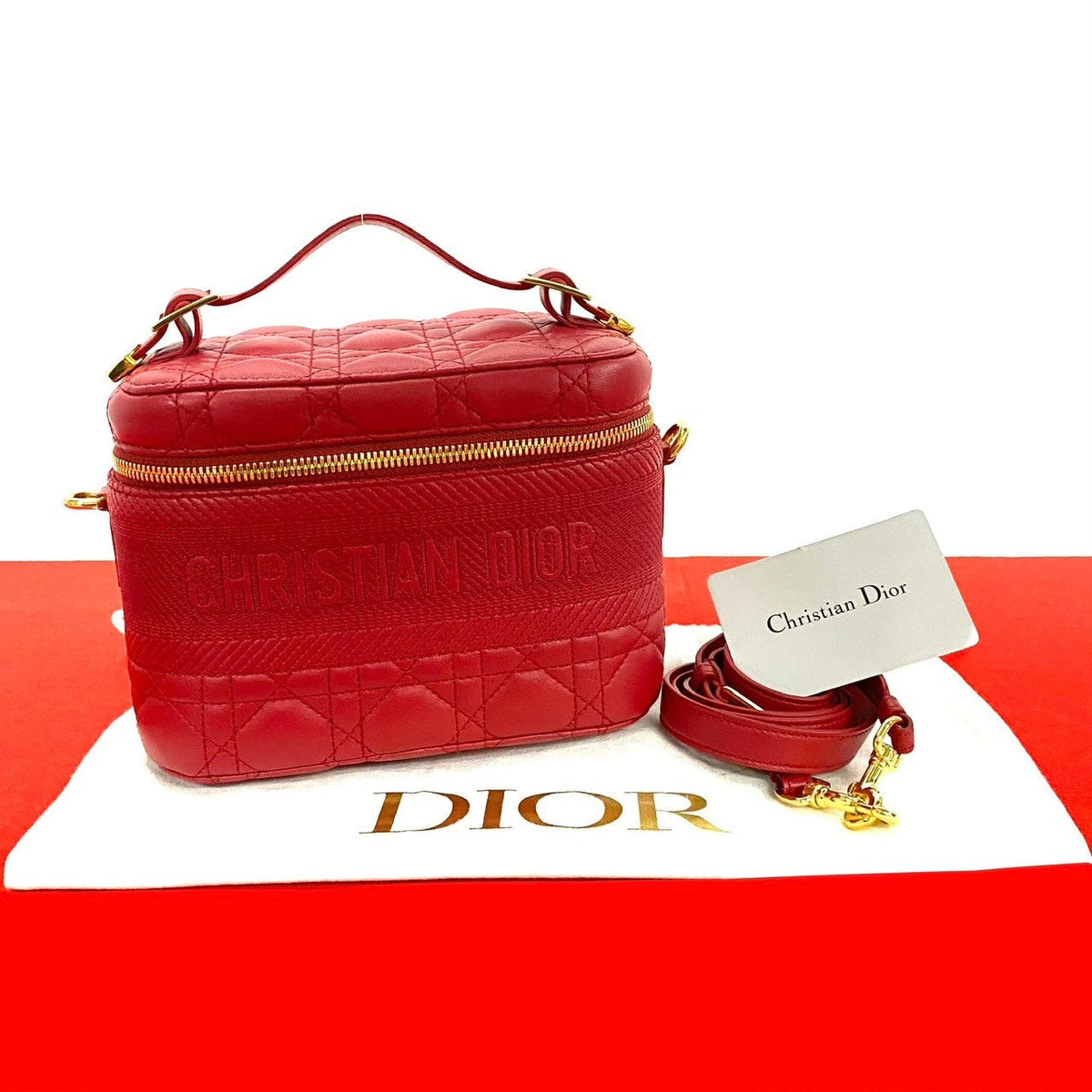 Dior Shoulder Bag leather Red Dior Travel Small Rovelle Bags