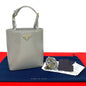 Prada Shoulder Bag Leather Gray Triangle Logo Metal Women Rovelle Bags