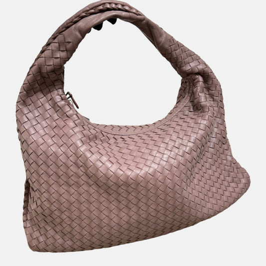 Bottega Veneta Belly Hobo Intrecciato Lambskin Leather Nude Purple Medium 40cm