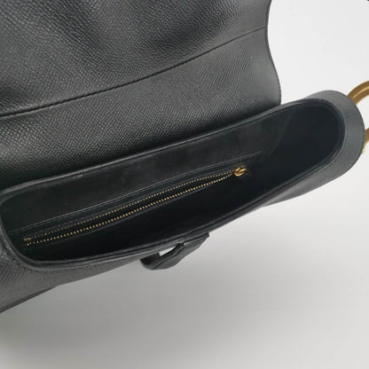 Dior Saddle Black Medium Grained Leather Handbag Rovelle Bags