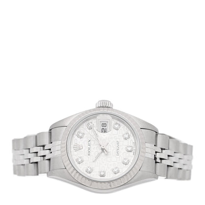 Stainless Steel 18K White Gold Diamond 26mm Oyster Perpetual Datejust Watch Silver Jubilee 79174