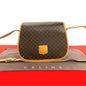CELINE Shoulder Bag Leather, PVC Brown Macadam Blason Triomphe Pattern Women